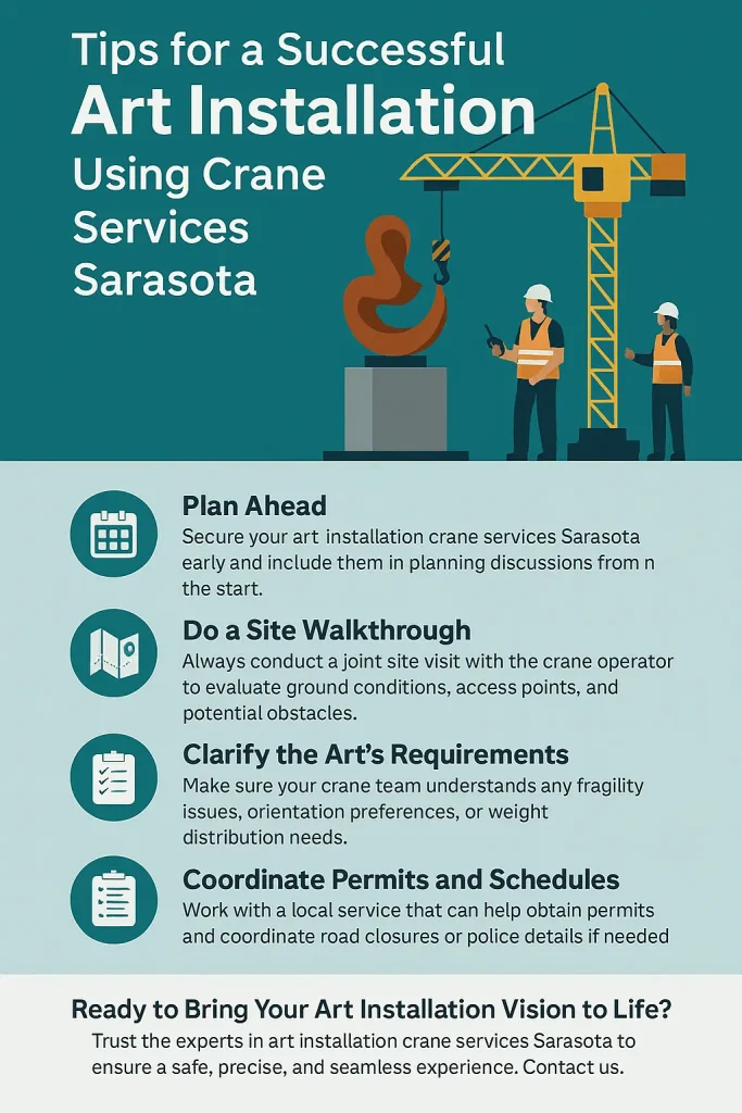 tips for art installation crane services sarasota